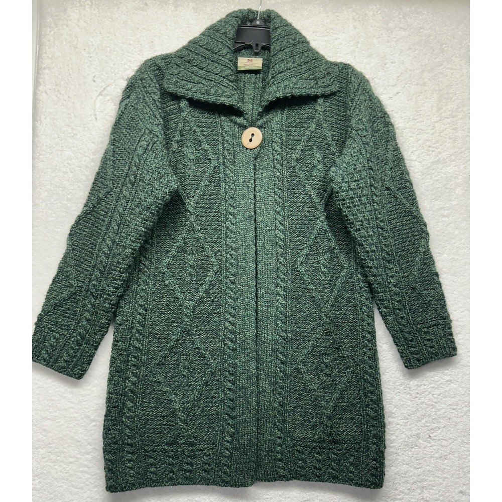 Carraig Donn Womens Size S Green Wool Long Sleeve Cardigan Sweater (T6)